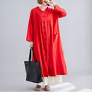 Cotton And Linen Jacket Loose Mid-length Retro Literary Buckle Cloak Size:Free Size