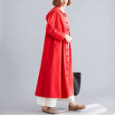 Cotton And Linen Jacket Loose Mid-length Retro Literary Buckle Cloak Size:Free Size