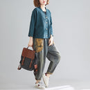Cotton And Linen Short Cardigan Jacket (Color:Green Size:Free Size)