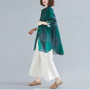 Retro Literary Plaid Long-sleeved Shirt Women Mid-length Jacket Shirt (Color:Green Size:XL)