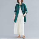 Retro Literary Plaid Long-sleeved Shirt Women Mid-length Jacket Shirt (Color:Green Size:XXL)