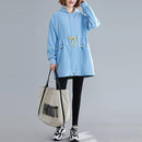 Loose Slim Waist Mid-length Coat (Color:Light Blue Size:S)