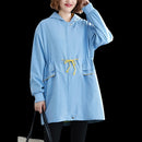 Loose Slim Waist Mid-length Coat (Color:Light Blue Size:L)
