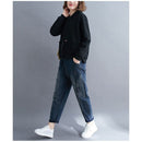 Loose Literary Long-sleeved Baseball Collar Short Jacket (Color:Black Size:L)