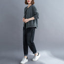 Loose Literary Long-sleeved Baseball Collar Short Jacket (Color:Gray Size:L)