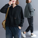 Loose Literary Long-sleeved Baseball Collar Short Jacket (Color:Gray Size:XL)