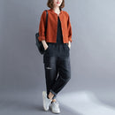 Loose Single-breasted Cotton Twill Gauze Jacket (Color:Red Size:Free Size)