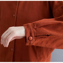 Loose Single-breasted Cotton Twill Gauze Jacket (Color:Red Size:Free Size)