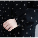 Loose Large Size Print Retro Western Style Slim Collar Casual Dot Jacket (Black)