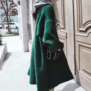 Loose Bat Plus Size Thickened Nightgown Women Knitted Cardigan Sweater Coat (Color:White Size:Free Size)