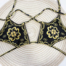 Retro Print Bikini Split Swimsuit (Color:Black Size:M)