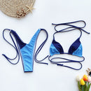 Ladies Stitching Bikini Split V-Tie Swimsuit (Color:Bandage Size:M)