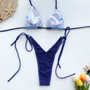 Ladies Stitching Bikini Split V-Tie Swimsuit (Color:Bandage Size:M)