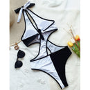 One-piece Colorblock Swimsuit Strap Bikini (Color:Black Size:S)