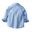 Children Long-sleeved Shirt + Denim Suspenders And Trousers Two-piece Suit (Color:Blue Size:90)