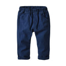 Boys Cotton Long-sleeved Shirt + Suspenders Trousers Suit (Color:Dark Blue Size:90)