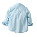 Boys Cotton Long-sleeved Shirt + Suspenders Trousers Suit (Color:Dark Blue Size:90)