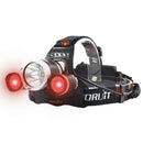 BORUIT RJ-3000 3LEDs 3000LM Strong Light Long Shot Rechargeable LED Headlight (Headlamp+USB Cable+2xBattery)