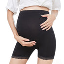 Pregnant Women High-waist Stomach Lift Bottoming Lace Trim Safety Pants (Color:Black Size:XL)