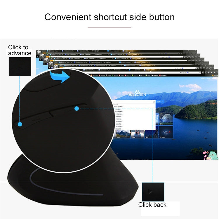 Battery Version Wireless Mouse Vertical 2.4GHz Optical Mouse (White)