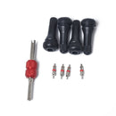 Snap-in Short Black Rubber Valve Stem (TR413) 4-Pack with Valve Core Wrench for Tubeless 0.453 Inch 11.5mm Rim Holes on Standard Vehicle Tires