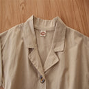 Girls Short-sleeved Single-breasted Jumpsuit (Color:Khaki Size:140)