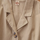 Girls Short-sleeved Single-breasted Jumpsuit (Color:Khaki Size:140)