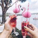 50 PCS 3D Flamingo Jungle Paper Straws Party Decorations Cocktail Straw (Pink)