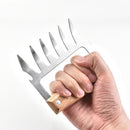 2 PCS Bear Claw Shaped stainless steel Barbecue Fork Chicken Shredded Wooden Handle Anti-skid Creative Kitchen Fork Claw Meat Claw Splitter with (Wood color)