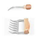 2 PCS Bear Claw Shaped stainless steel Barbecue Fork Chicken Shredded Wooden Handle Anti-skid Creative Kitchen Fork Claw Meat Claw Splitter with (Wood color)