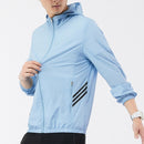 Summer Nylon Waterproof and Breathable Fabric Anti-ultraviolet Hooded Sun Protection Shirt for Men (Color:Blue Size:XXL)