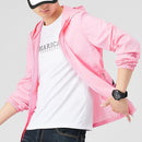 Summer Nylon Waterproof and Breathable Fabric Anti-ultraviolet Hooded Sun Protection Shirt for Men (Color:Pink Size:XXXXXL)