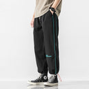 Spring and Autumn Loose Drawstring Pants Ankle-length Sweatpants for Men (Color:Black Size:XXXL)