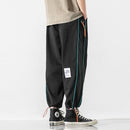 Spring and Autumn Loose Drawstring Pants Ankle-length Sweatpants for Men (Color:Black Size:XXXL)