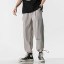 Spring and Autumn Loose Drawstring Pants Ankle-length Sweatpants for Men (Color:Khaki Size:XXXL)