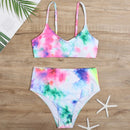 2 in 1 Polyester Tie-dye Adjustable Sling Bikini Ladies Split Swimsuit Set with Chest Pad (Color:Colorful Size:S)