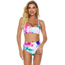 2 in 1 Polyester Tie-dye Adjustable Sling Bikini Ladies Split Swimsuit Set with Chest Pad (Color:Colorful Size:M)