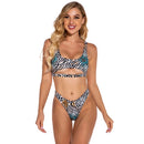 2 in 1 Tiger Skin Pattern Bikini Ladies Split Swimsuit Set with Chest Pad (Color:Tiger Skin Pattern Size:S)