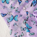 3 in 1 Lace-up Halter Backless Bikini Ladies Split Swimsuit Set with Butterfly Pattern Mesh Short Skirt (Color:Purple Size:S)