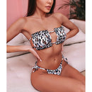 2 in 1 Double-layer Nylon Pleated Tube Top Bikini Ladies Split Swimsuit Set (Color:Green Size:L)