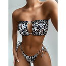 2 in 1 Double-layer Nylon Pleated Tube Top Bikini Ladies Split Swimsuit Set (Color:B101 Size:M)