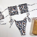 2 in 1 Double-layer Nylon Pleated Tube Top Bikini Ladies Split Swimsuit Set (Color:B101 Size:M)