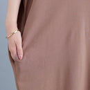 Ladies Bohemian Style Solid Color V-neck Long Robe Dress (Color:Red Size:One Size)
