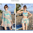 Women Cover Belly Look Thin Swimwear Three-piece Suit (Color:Green Size:S)