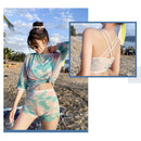 Women Cover Belly Look Thin Swimwear Three-piece Suit (Color:Green Size:M)