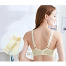 Thin Front Button Lace Flowers Pure Cotton Breastfeeding Underwear Gather Breathable Pregnancy Bra Without Steel Ring (Color:Yellow Size:36/80BC)