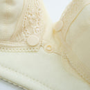 Thin Front Button Lace Flowers Pure Cotton Breastfeeding Underwear Gather Breathable Pregnancy Bra Without Steel Ring (Color:Shrimp Red Size:36/80BC)