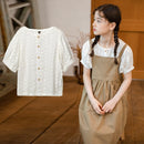 Girls Fashion Casual Lace Top (Color:White Size:140cm)
