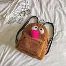 Plush Cute Bird Handbag Double Shoulder Bag Girl Backpack