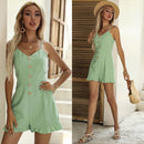 Solid Color Sling Ruffled Wide-leg Jumpsuit (L)